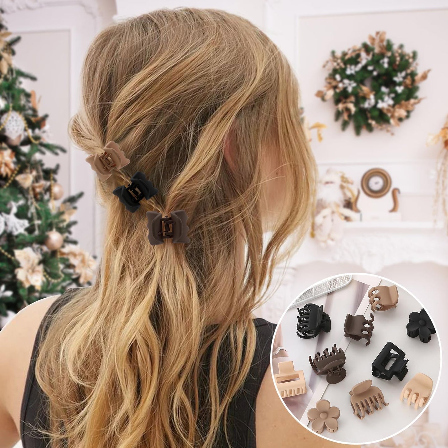 16 PCS Small Hair Clips for Women & Girls, Durable Matte Claw Clips for Thin Hair, Strong Hold NonSlip Medium Hair Claw Clips, Mini Hair Clips, Cute