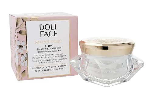 Doll Face Sweet Rose 5-in-1 Cleansing Cold Cream | Makeup Remover Balm with Coconut and Rose Hip Oils | Double Facial Cleanser for All Skin Types |