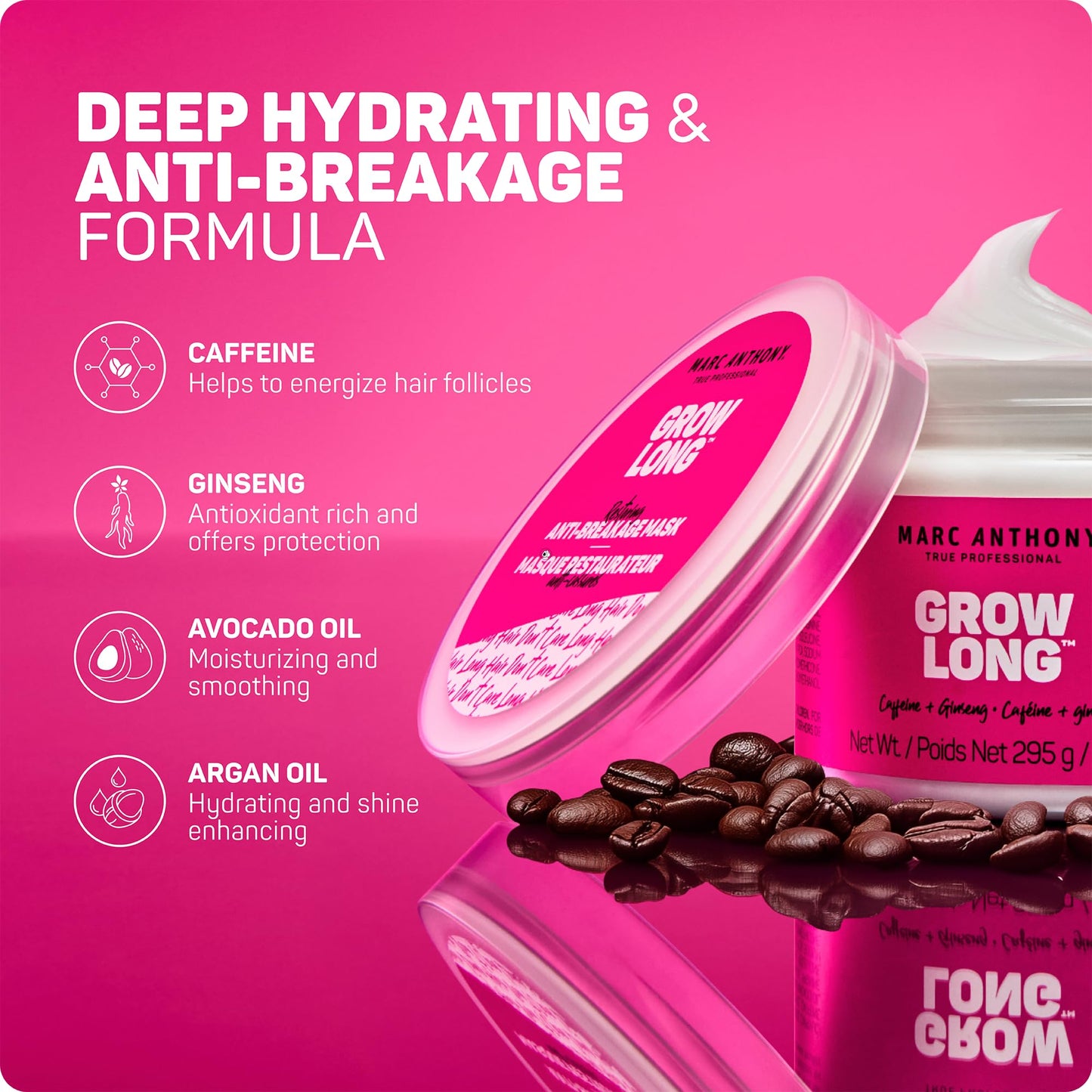 Marc Anthony Deep Conditioning Hair Mask for Dry & Damaged Hair, Grow Long Biotin - Argan Oil, Caffeine & Keratin Anti-Frizz Leave-In Repair Treatment Beauty and Personal Care Marc Anthony