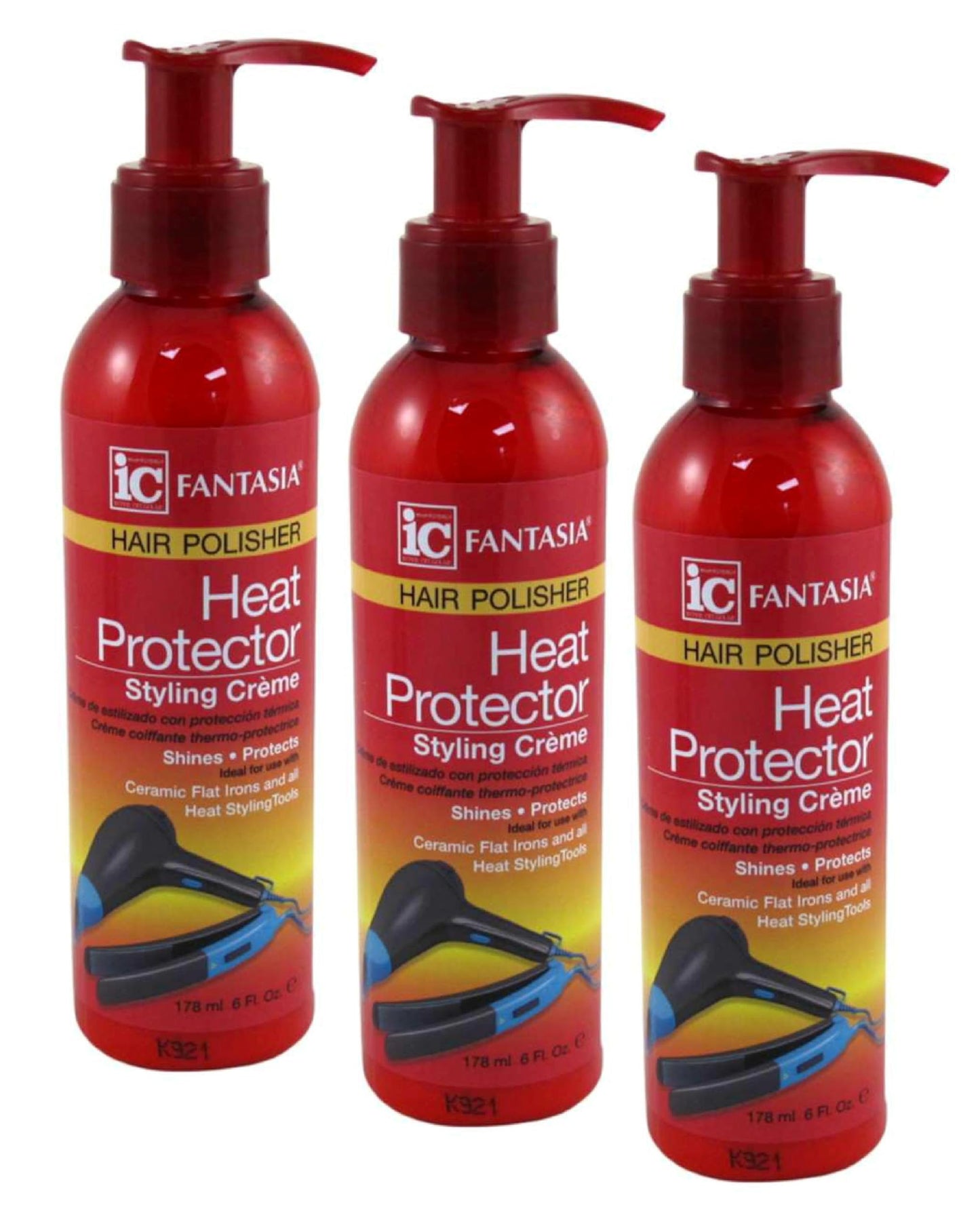 Fantasia Ic Heat Protector Styling Cream Polisher 6 Ounce (Pack of 3)