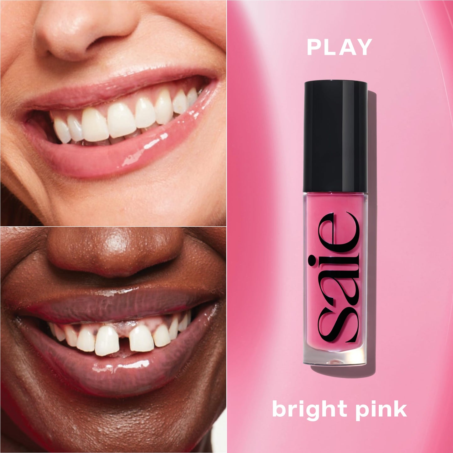 Saie Glossybounce - Hydrating Lip Gloss and Tinted Lip Oil Hybrid with Hyaluronic Acid & Jojoba Oil for Non-Sticky, Ultra-Shiny, Plump & Soft Lips -