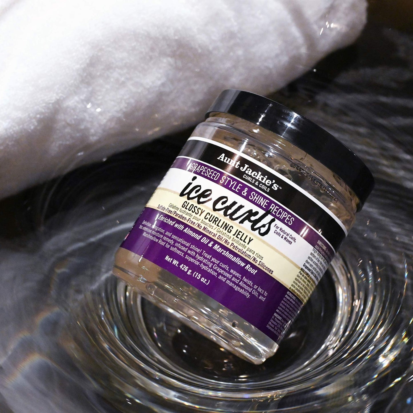 Aunt Jackie's Grapeseed Style and Shine Recipes Ice Curls Glossy Curling Jelly, Hydrates, Softens, Makes Waves, Curls and Coils Easier to Style, 18 oz