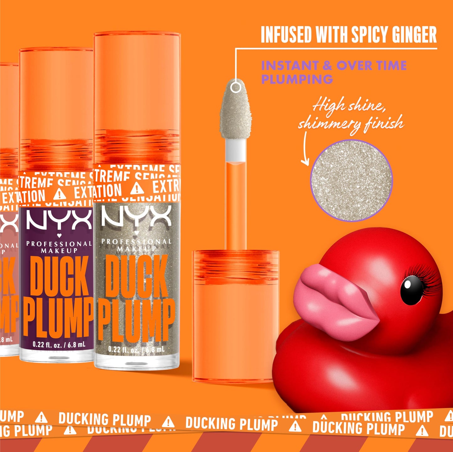 NYX PROFESSIONAL MAKEUP Duck Plump High Pigment Lip Gloss, Lip Plumper Gloss with Spicy Ginger - Flippin Slime Beauty & Personal Care NYX PROFESSIONAL MAKEUP