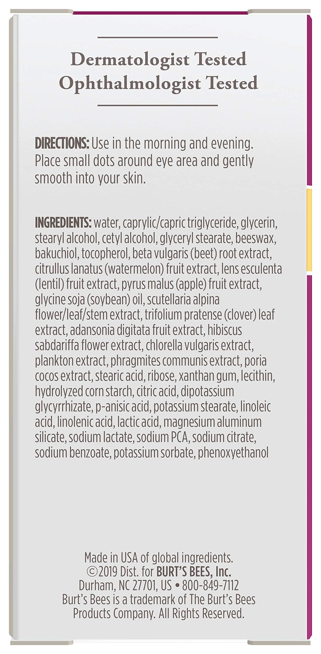 Burt's Bees Renewal Smoothing Eye Cream, Firming Eye Cream, Hibiscus 0.58 Ounce