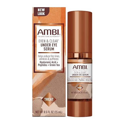 Ambi Even & Clear Under Eye Serum for All Skin Types; Anti Aging Formula features Peptides, Hyaluronic Acid, and Vitamin A to help Reduce Fine Lines