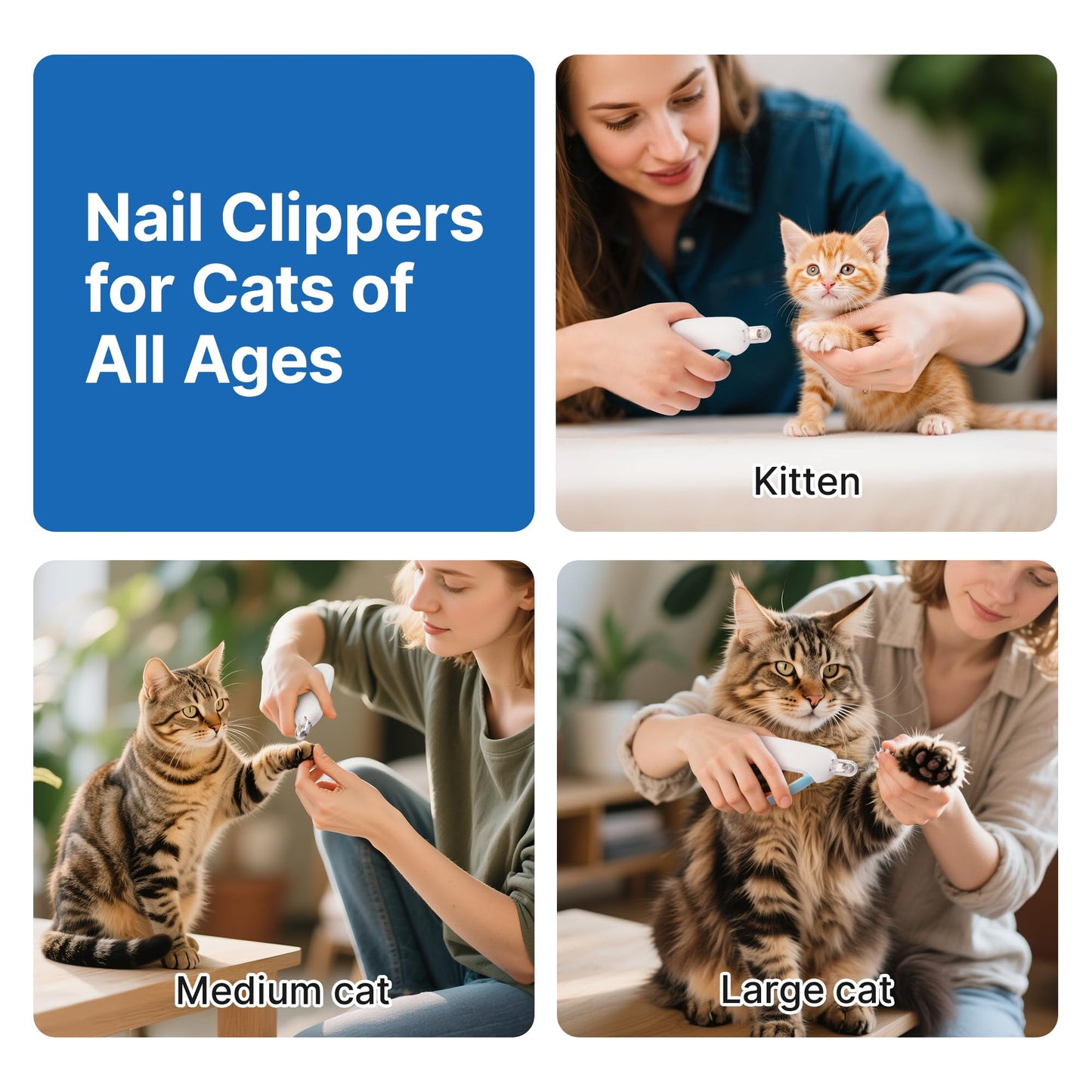 Potaroma Cat Nail Clipper with Adjustable 3-Size Trimming Hole & Hidden Nail File | Safe Toenail Trimmer for Kittens & Indoor Cats | Anti-Splash Claw Beauty and Personal Care Potaroma