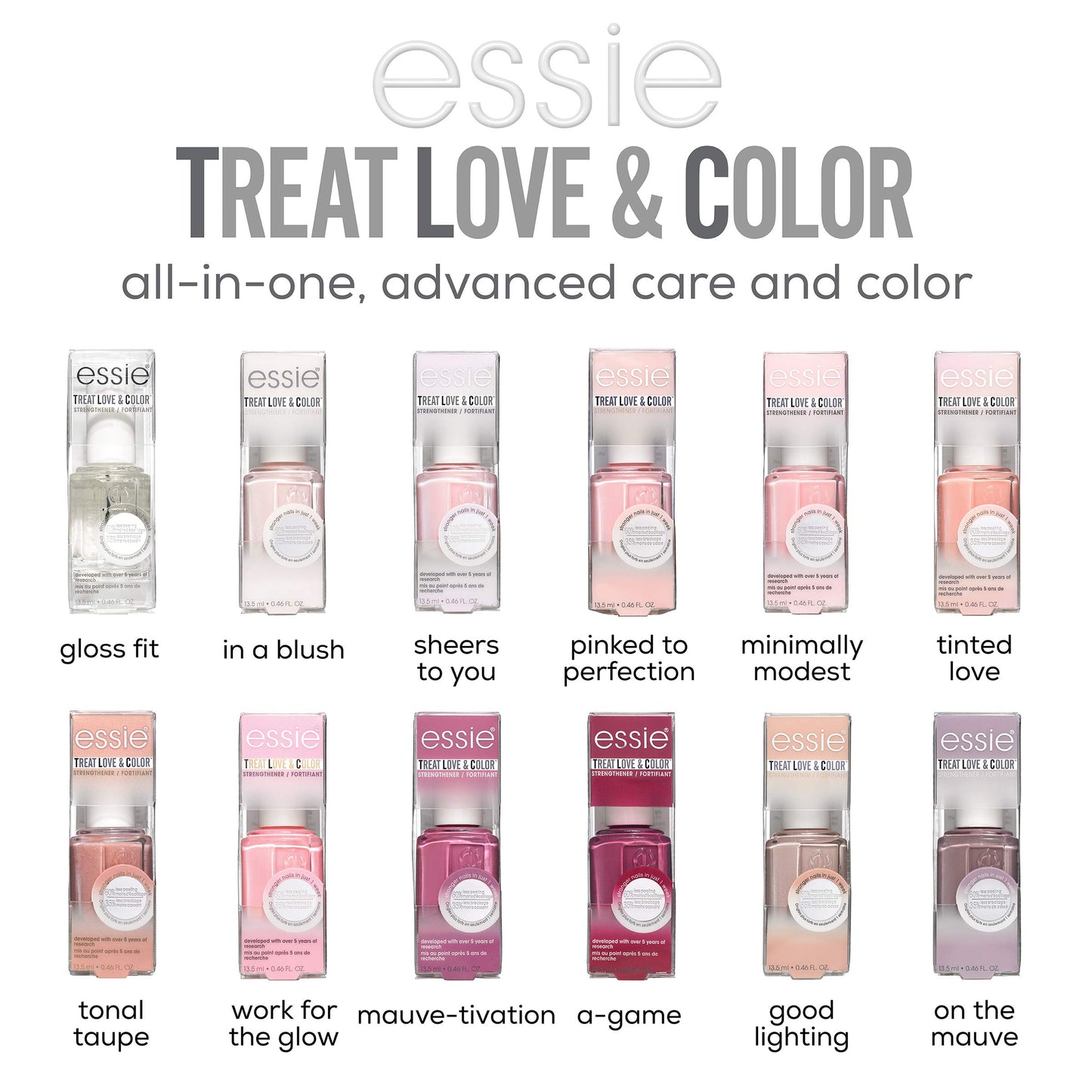 essie treat love & color strengthener for normal to dry/brittle nails pinked to perfection 0.46 fluid ounces