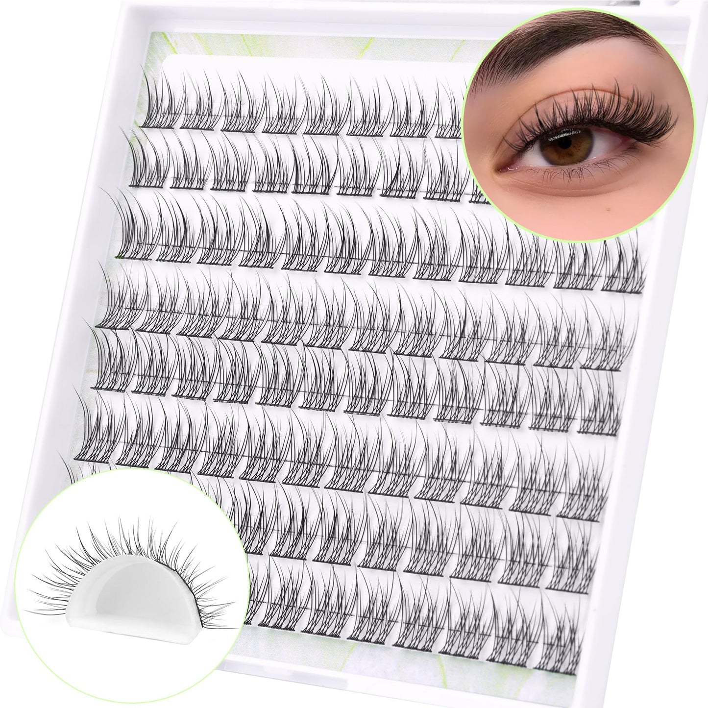 Lash Clusters DIY Lash Extensions Natural Cluster Lashes Eyelash Extensions Wispy Individual Lashes Short 9-11MM Eyelash Clusters Self Application