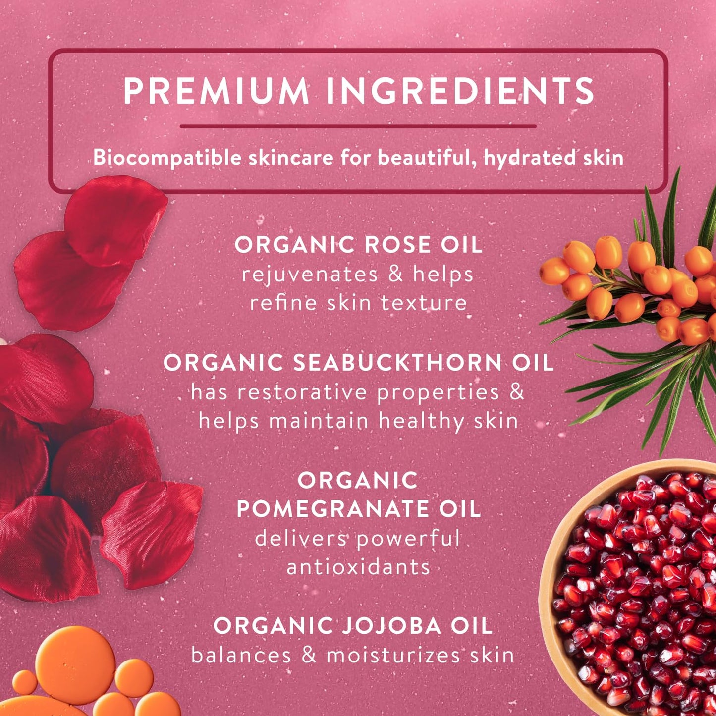 Badger Rose Body Oil, 100% Organic Rose Scented Body Oil, All Natural Body Moisturizer, Organic Jojoba & Rose Oils Soothe Dry Skin, 4 fl oz Glass