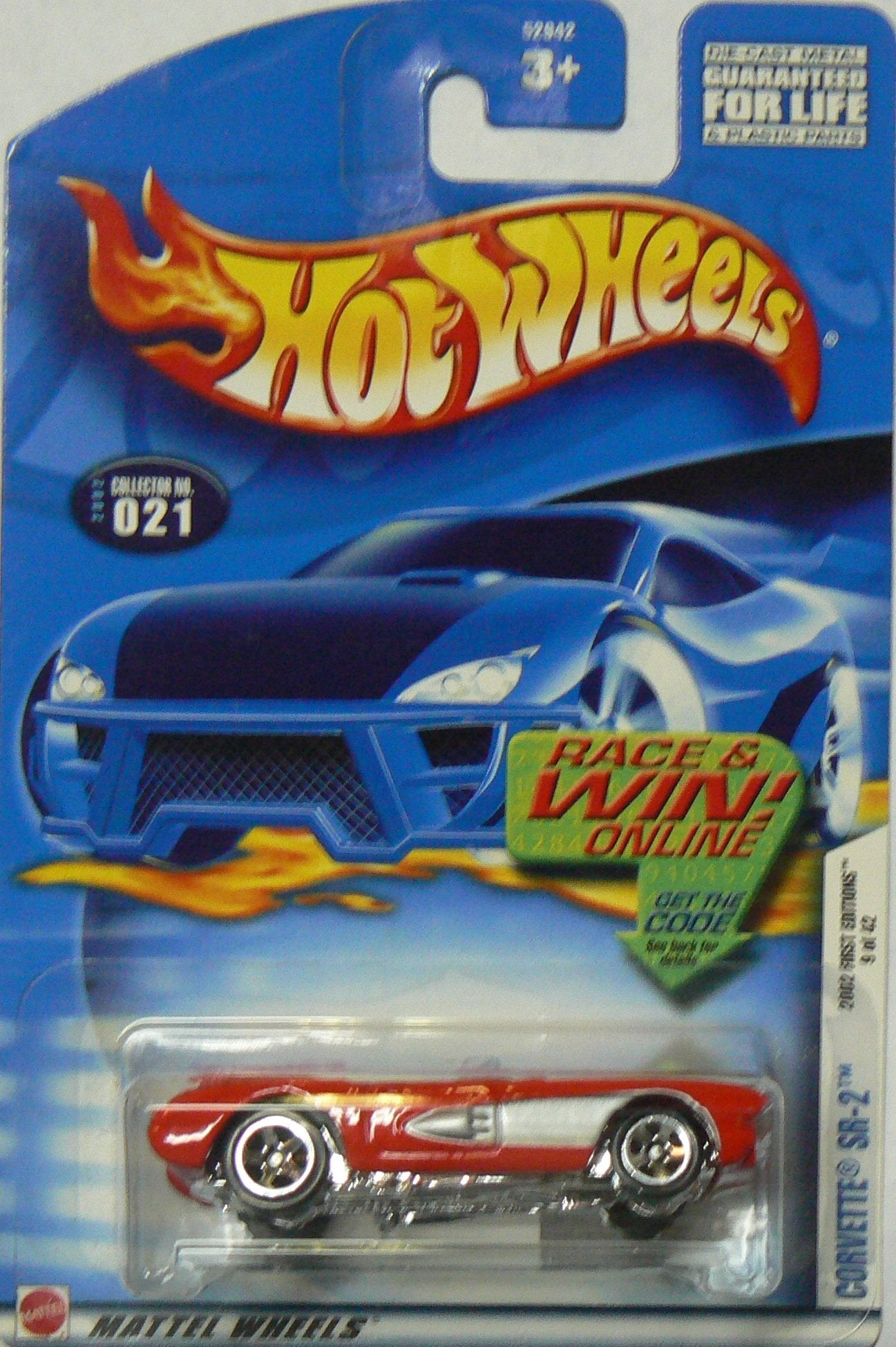 Hot Wheels 2002 First Editions 9 of 42 Corvette SR-2 Race and Win Card