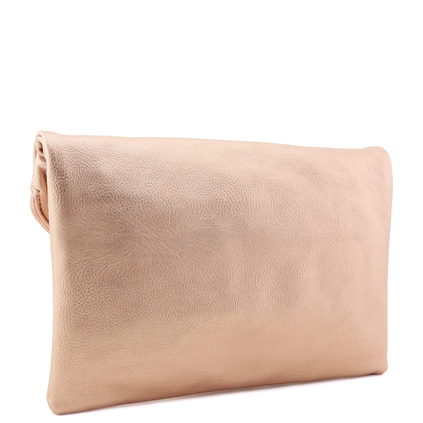 FashionPuzzle X-Large Envelope Clutch Bag with Chain Strap (Rose Gold)