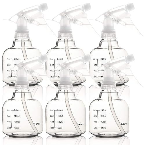 Youngever 6 Pack Empty Plastic Spray Bottles, Spray Bottles for Hair and Cleaning Solutions (12 Ounce)