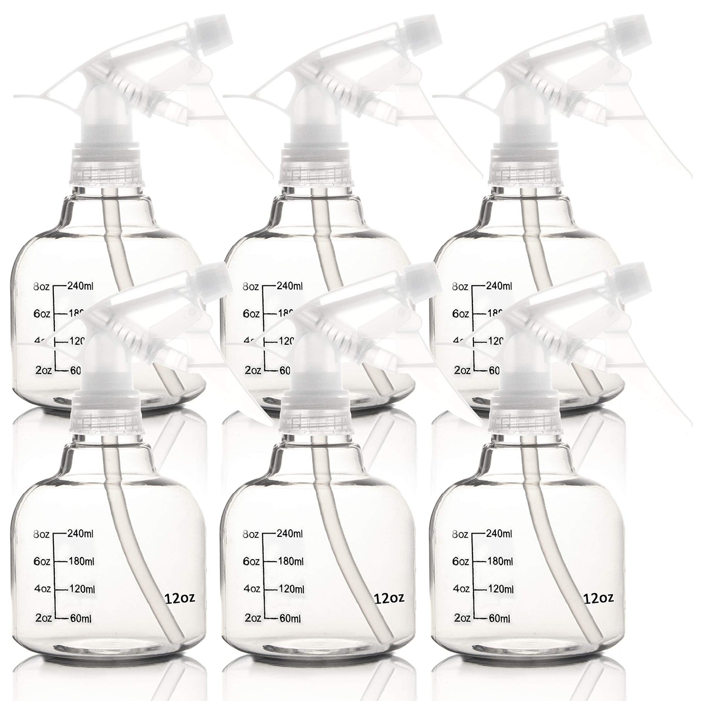 Youngever 6 Pack Empty Plastic Spray Bottles, Spray Bottles for Hair and Cleaning Solutions (12 Ounce)