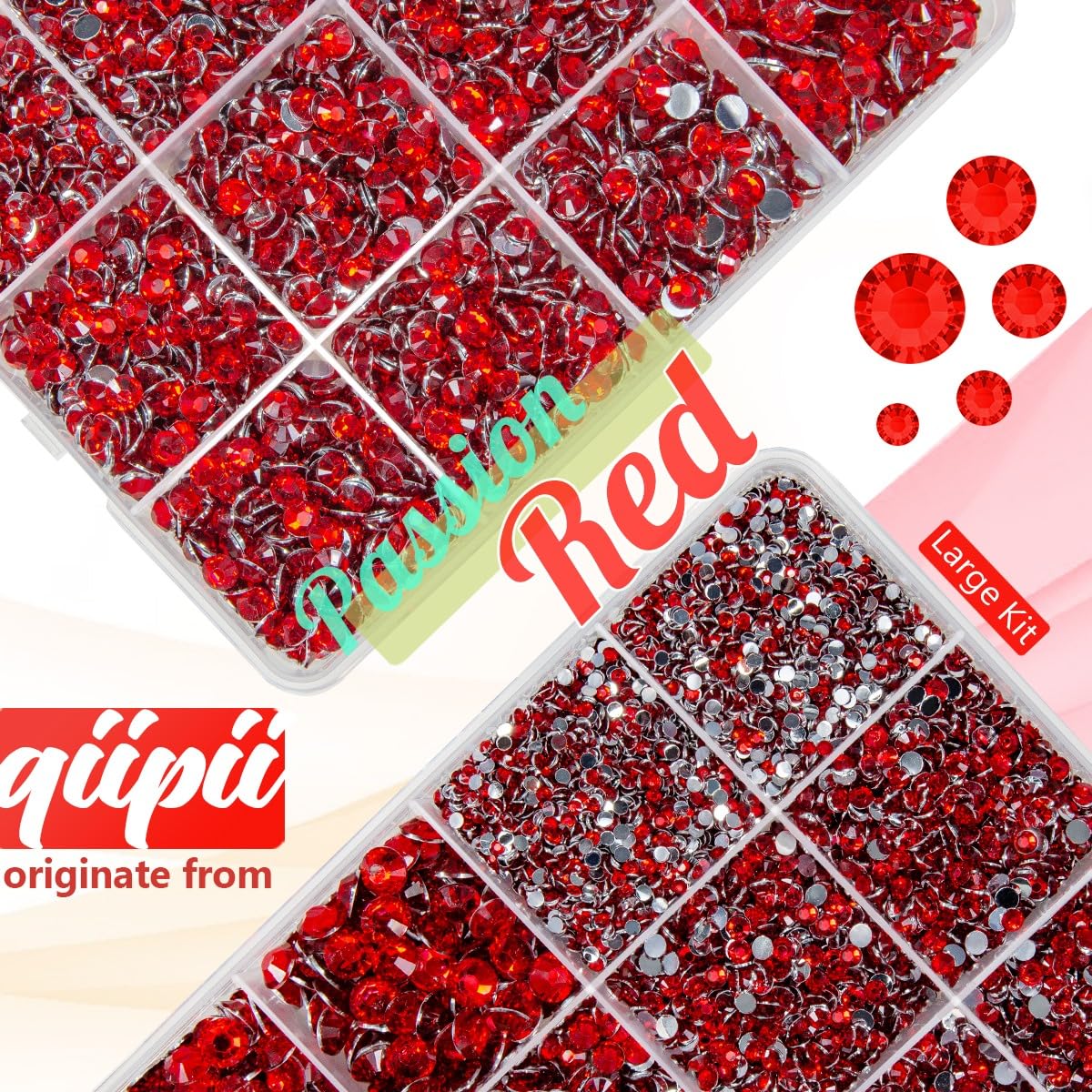 qiipii Red Crystal Resin Rhinestones w B7000 Jewelry Glue for Bedazzling Crafting 2mm-6mm Flatback Stones Ruby Diamonds Crystals Gems Bedazzler Kit Beauty and Personal Care qiipii