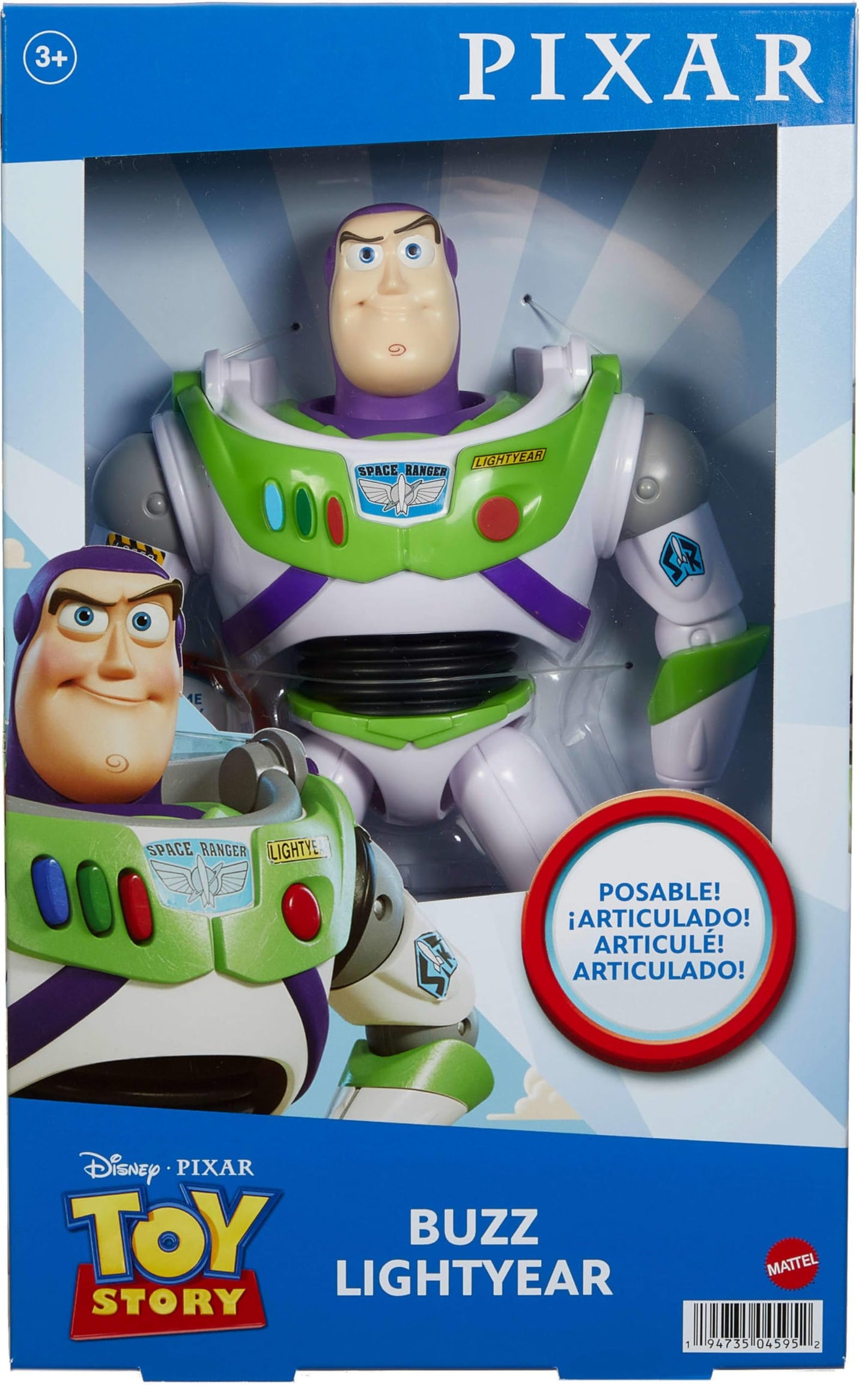 Mattel Disney Pixar Toy Story Large Action Figure, Posable Buzz Lightyear Collectible in Spacesuit Look, 12-inch Scale