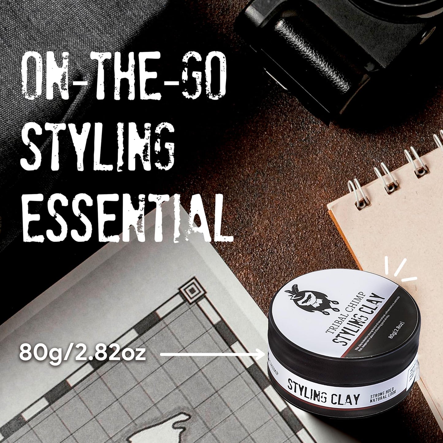 Tribal Chimp Hair Styling Clay - Super Strong Hold Matte Clay for Men & Women, Non-Sticky, Textured, Instant Volume & Thickening, Ideal for all Hair