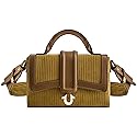 True Religion Women's Satchel Bag Purse, Corduroy Mini Crossbody Travel Handbag with Adjustable Shoulder Strap, Brown