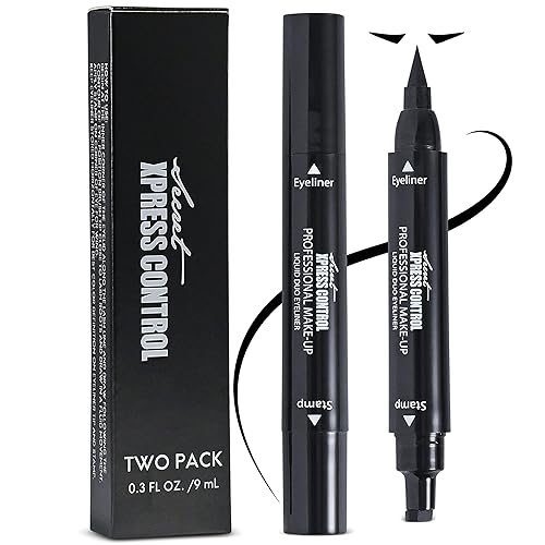 Secret Xpress Control Winged Eyeliner Stamp Waterproof Long Lasting Liquid Black Pen Cat Eye Matte Eye Makeup (Black - 2 Pack)