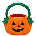 JOYIN Halloween Pumpkin Plush Tote Bucket, 11 X 13.4 inches Candy Trick or Treat Bag, Cute Halloween Basket with Handle for Kids Girl Boy Trick or…