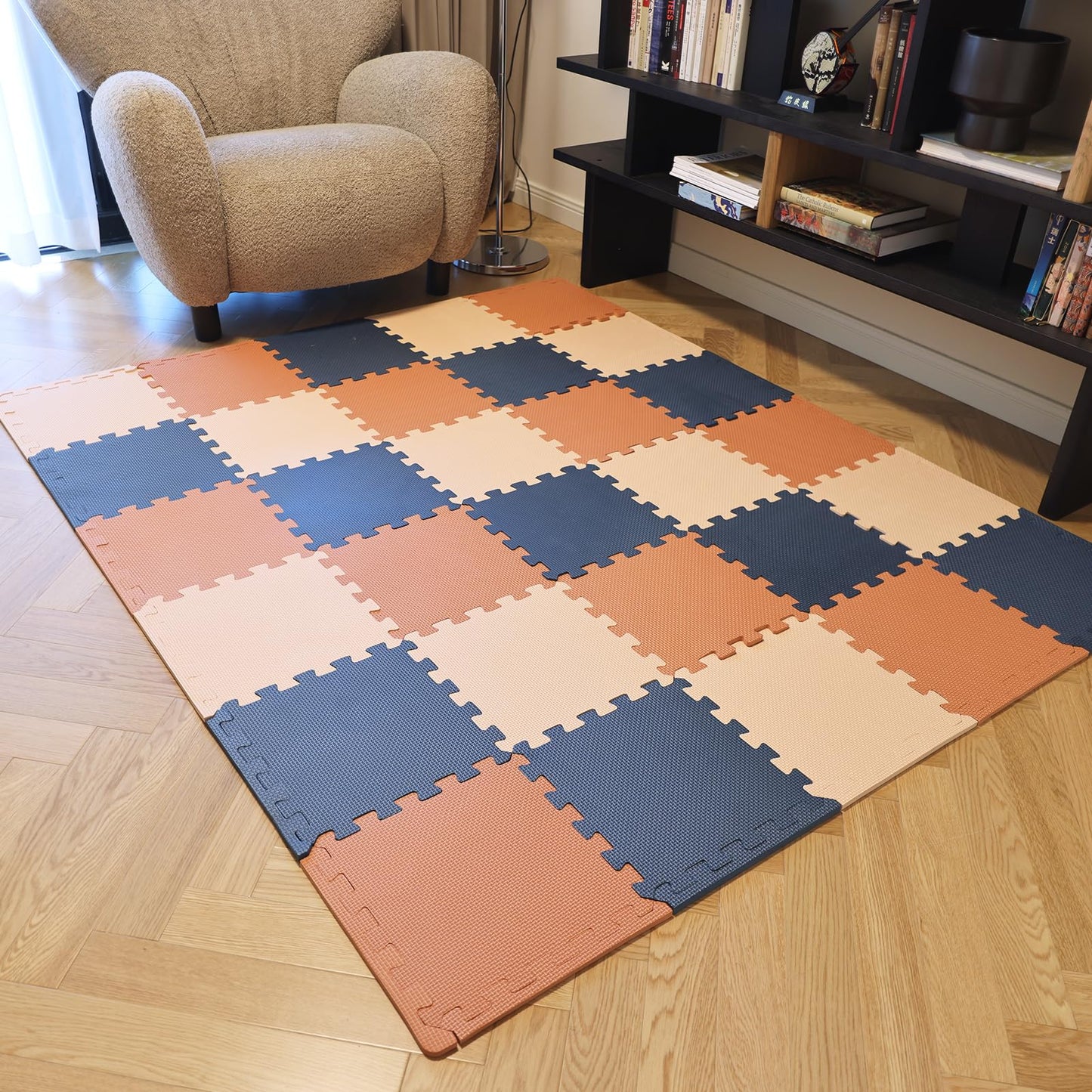 TCBunny Kids EVA Foam Play Mat – 36 Interlocking Puzzle Tiles with Edges, Soft Baby Floor Mat for Gym, Nursery & Playroom, 32 Sq Ft