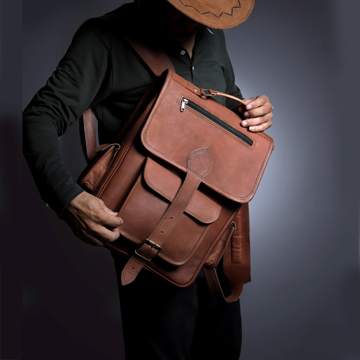 cuero Vintage Full Grain Leather Laptop Backpack, Handmade Rucksack, Premium Quality & Classic Charm, leather backpack for men and women - For Hiking, Fashion cuero