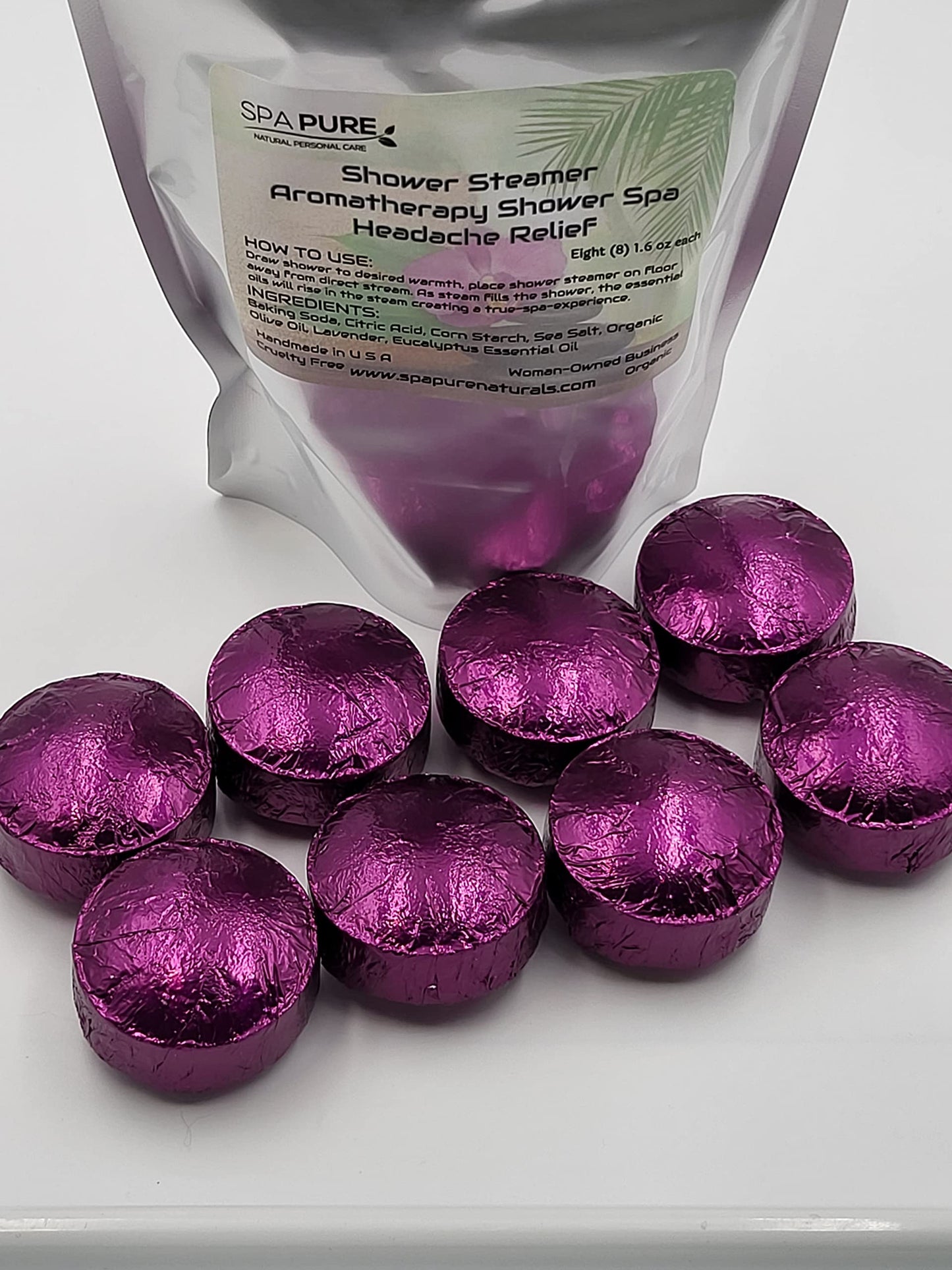 Spa Pure Aromatherapy Shower Steamers: Lavender-Eucalyptus Shower Bomb, Bath Melt, Soothers, USA Made with 100% Natural/Organic Essential Oils…