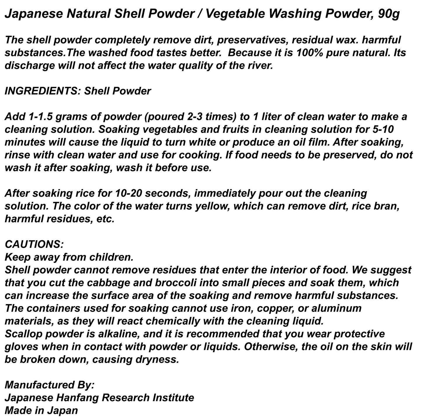 Japanese Super Shell Wash Powder For Fruits And Vegetables, Removing Harmful Residues Of Fruits And Vegetables, 90g