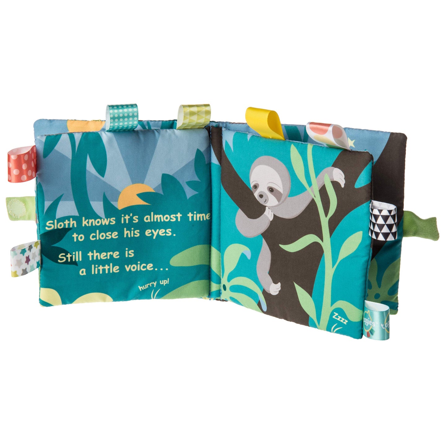 Taggies Touch & Feel Soft Cloth Book with Crinkle Paper & Squeaker, Molasses Sloth