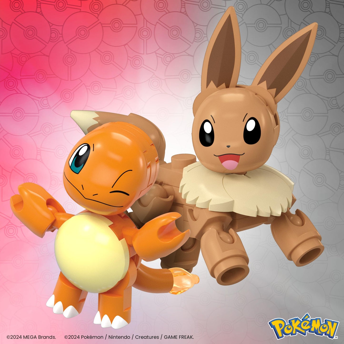 MEGA Pokémon Action Figure Building Toys Set, Poké Ball 2-Pack, Charmander and Eevee with 40 Pieces, for Kids