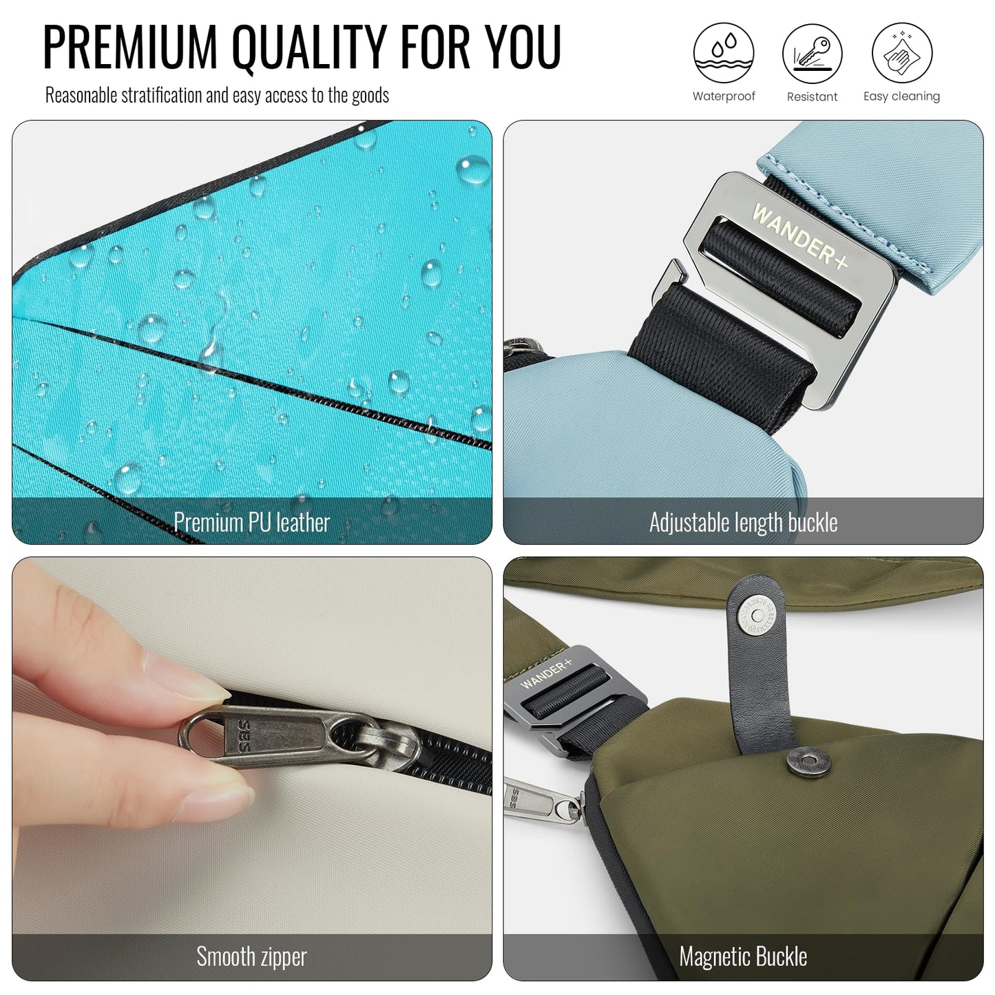 WANDER PLUS® Anti Theft Crossbody Travel Bag for Women Men, Multi-Pocket Crossbody Bag