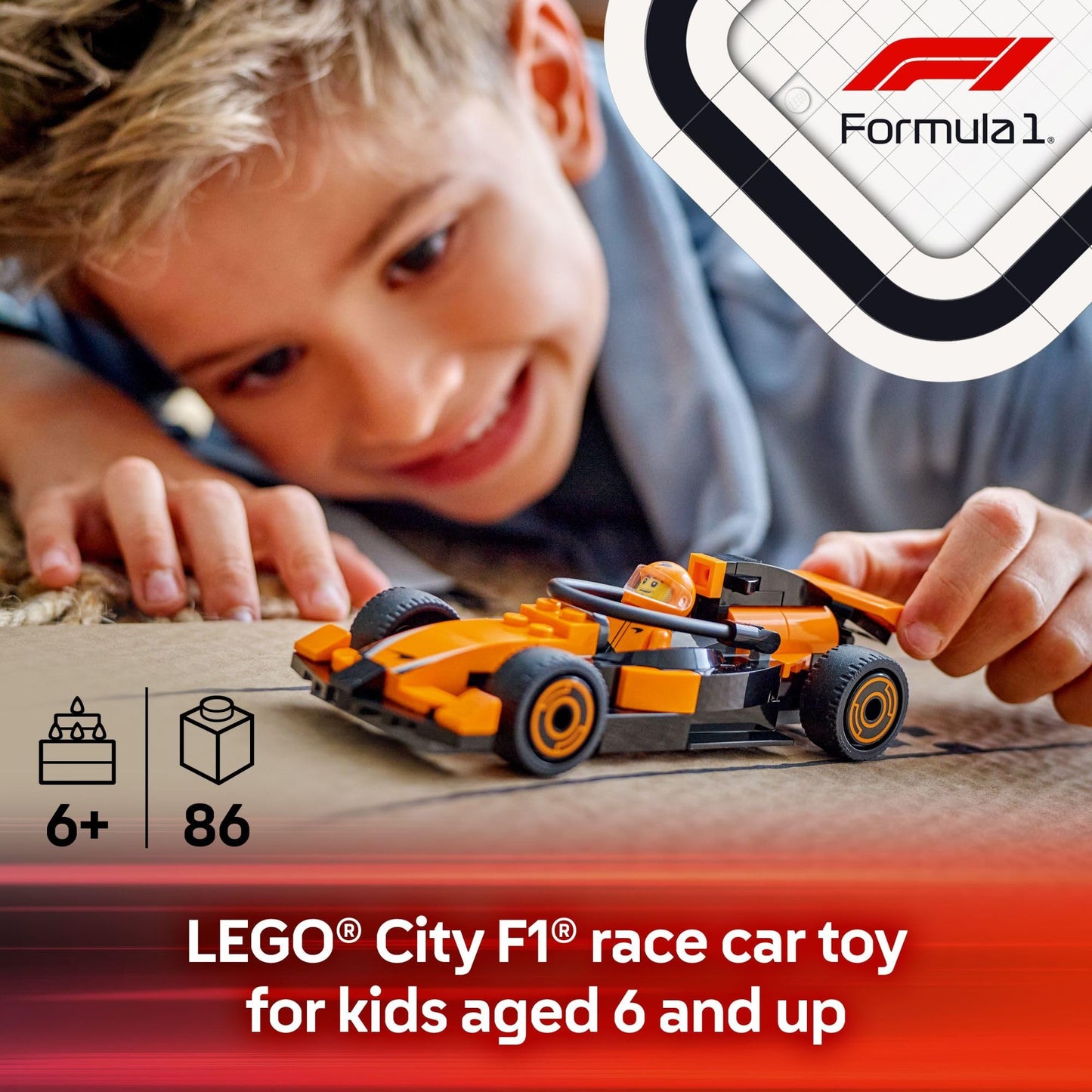 LEGO City McLaren F1 Race Car 60442, Building Toy with Driver Minifigure, Collectible Model Car Gift for Kids, Boys & Girls Ages 6+