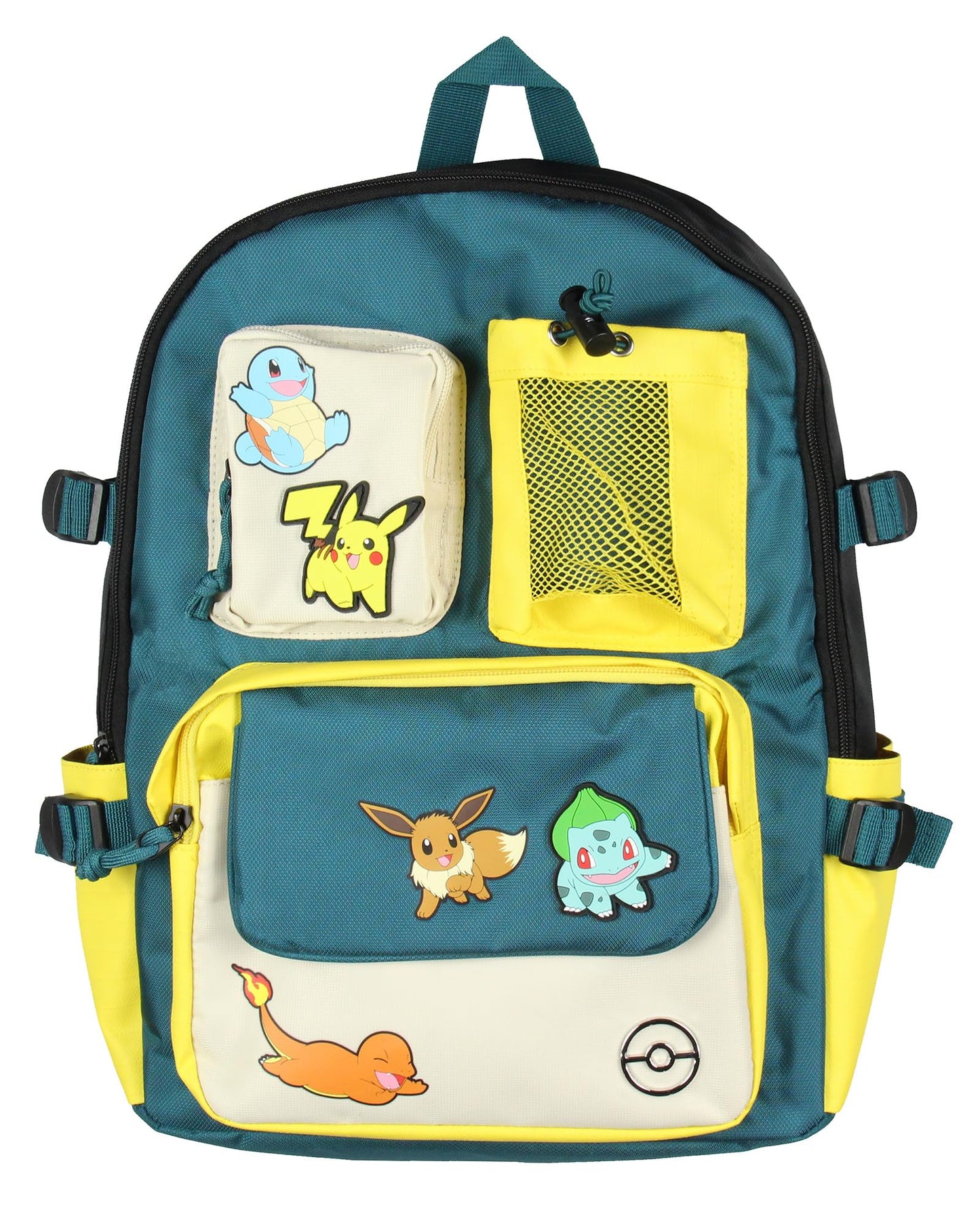 Bioworld Pokemon 16" Backpack Pikachu Eevee Charmander Squirtle Bulbasaur Utility Travel Laptop Multipurpose Backpack