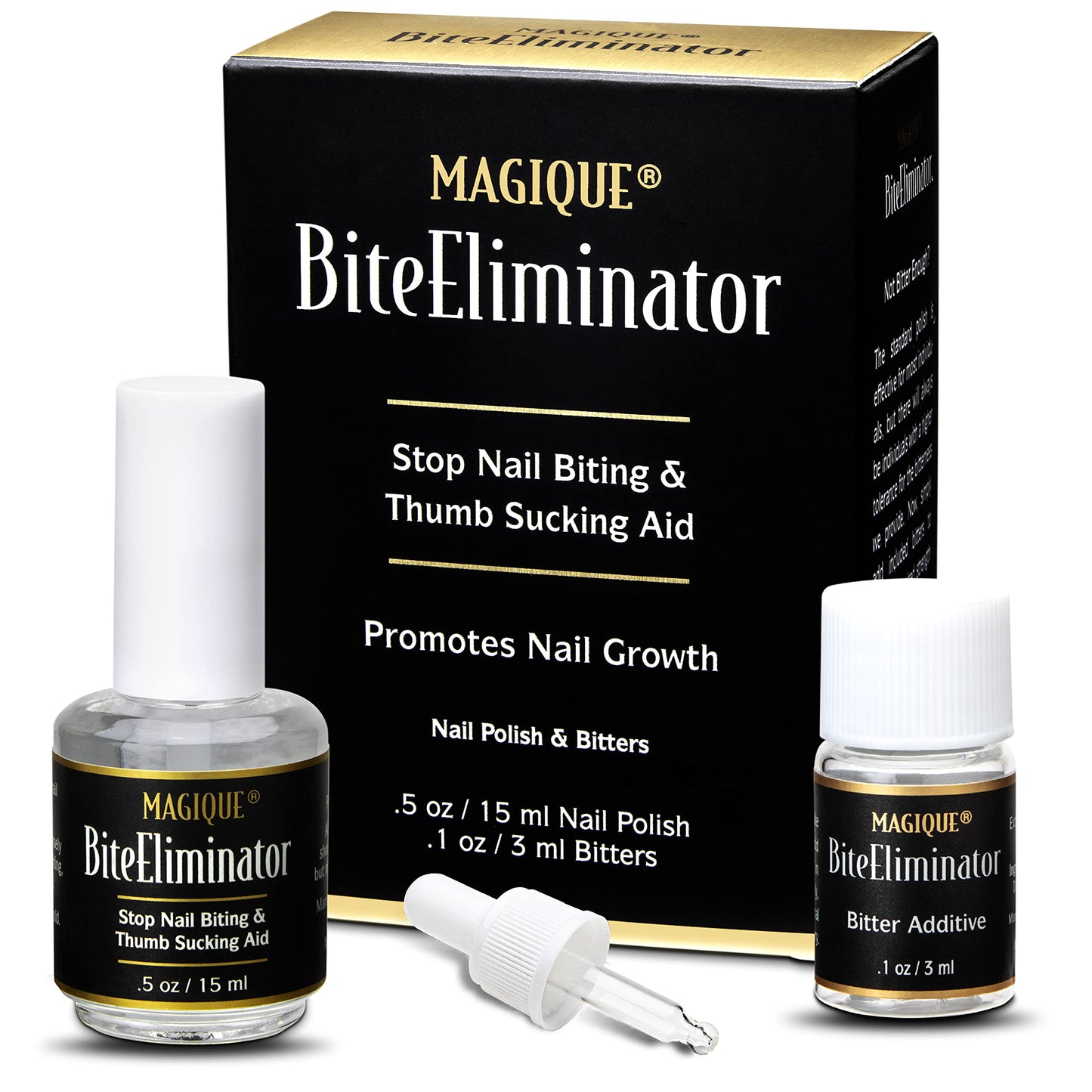 Magique Bite Eliminator - Stop Thumb Sucking & Nail Biting for Kids & Adults - Bitter Nail Polish Treatment - Customizable Strength - 0.5 Fl Oz