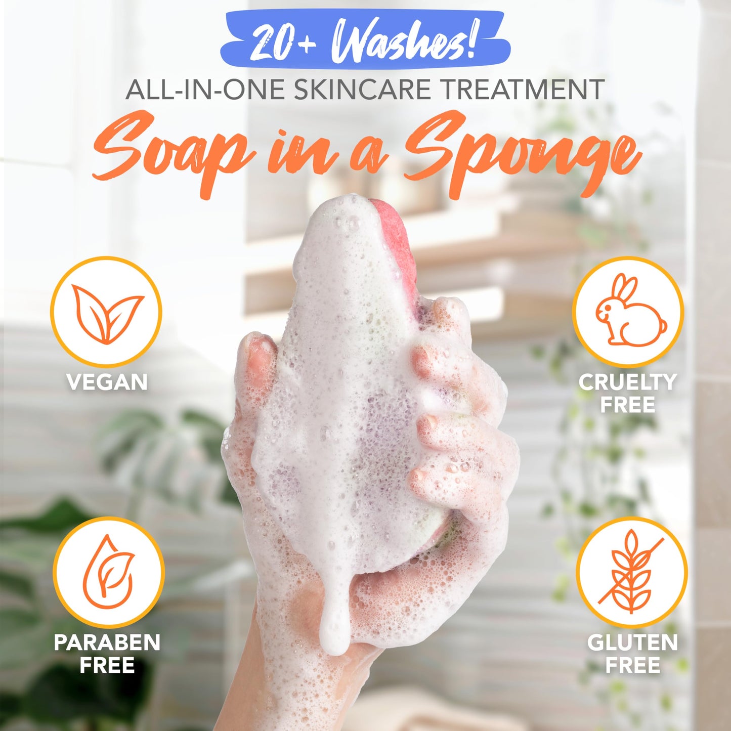 Spongeables Anti Cellulite Body Wash in a 20+ Wash Sponge, Papaya, 3 Count Beauty & Personal Care Spongeables