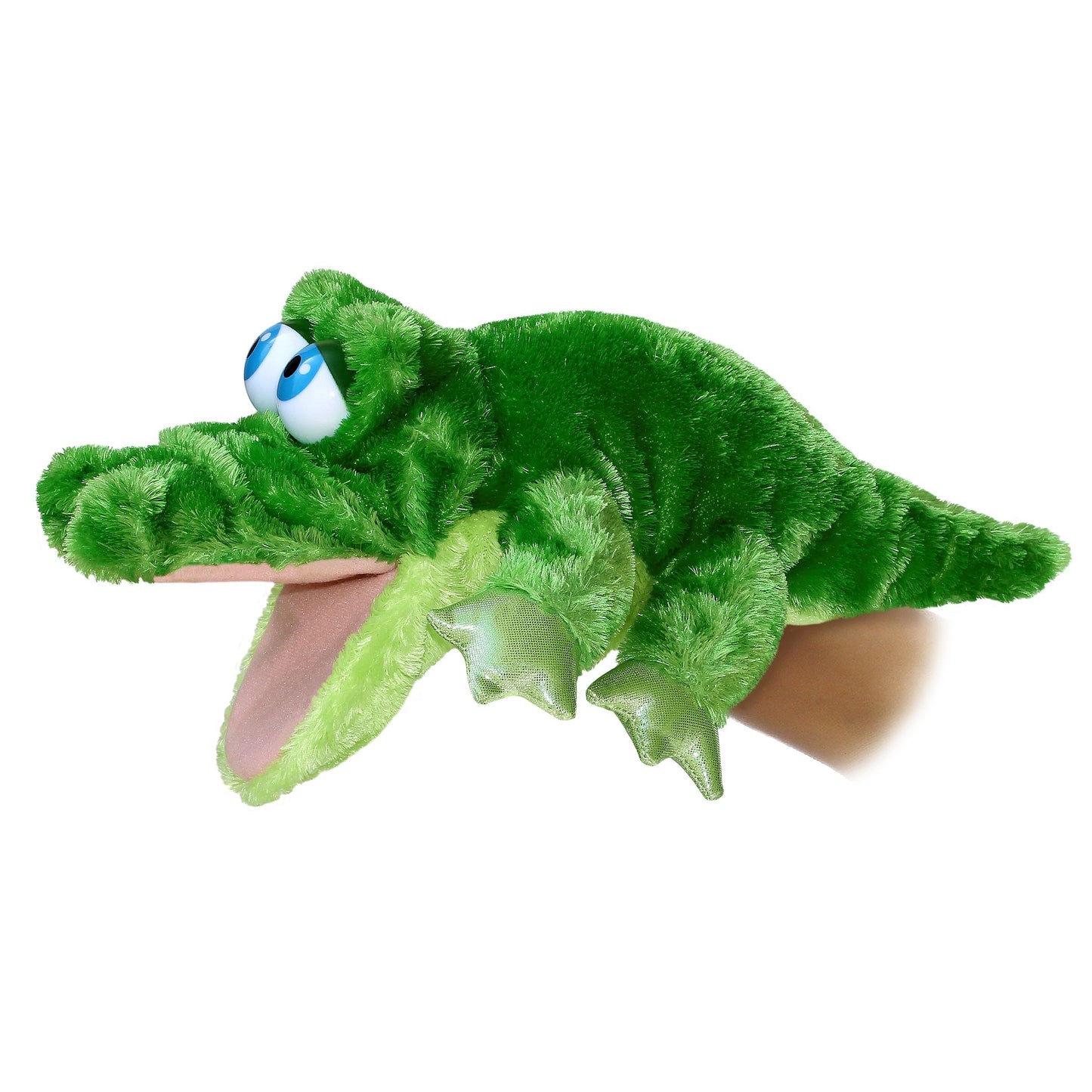 Aurora® Interactive Hand Puppet Grator™ Stuffed Animal - Storytelling Adventures - Playful Learning - Green 13.5 Inches