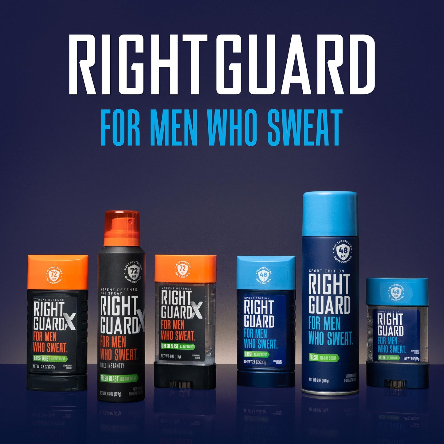 Right Guard Sport Fresh Scent Antiperspirant & Deodorant Spray - 4-in-1 Protection Spray Deodorant For Men, Blocks Sweat, 48-Hour Odor Protection