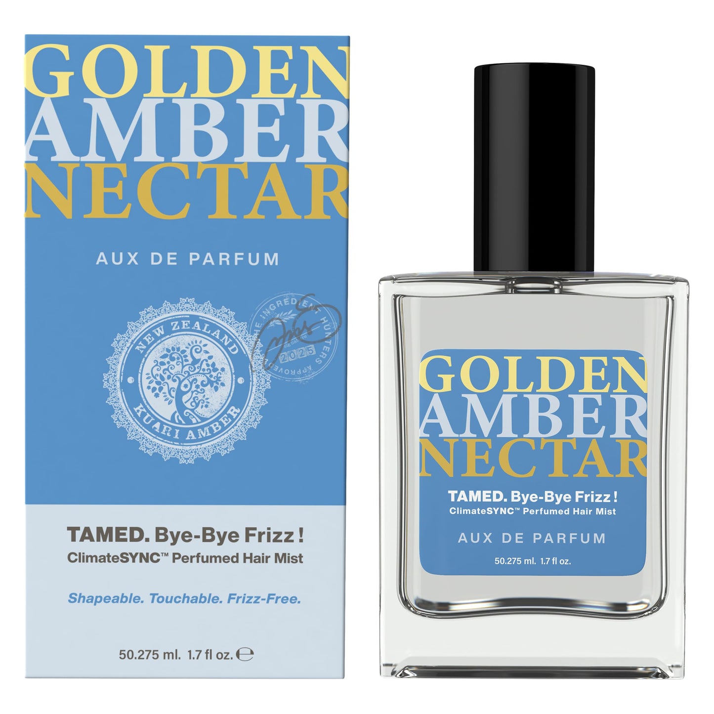 Tweak'd by Nature TAMED Bye-Bye Frizz Hair Mist, Golden Amber Nectar, Anti-Frizz, Moisturizing, Volumizing, Warm Gourmand Fragrance, 1.7 fl. oz.