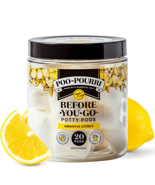 Poo-Pourri Citrus Potty Pods 20ct – Toilet Odor Remover & Cleaner with Essential Oils – Lemon, Bergamot & Lemongrass Scent