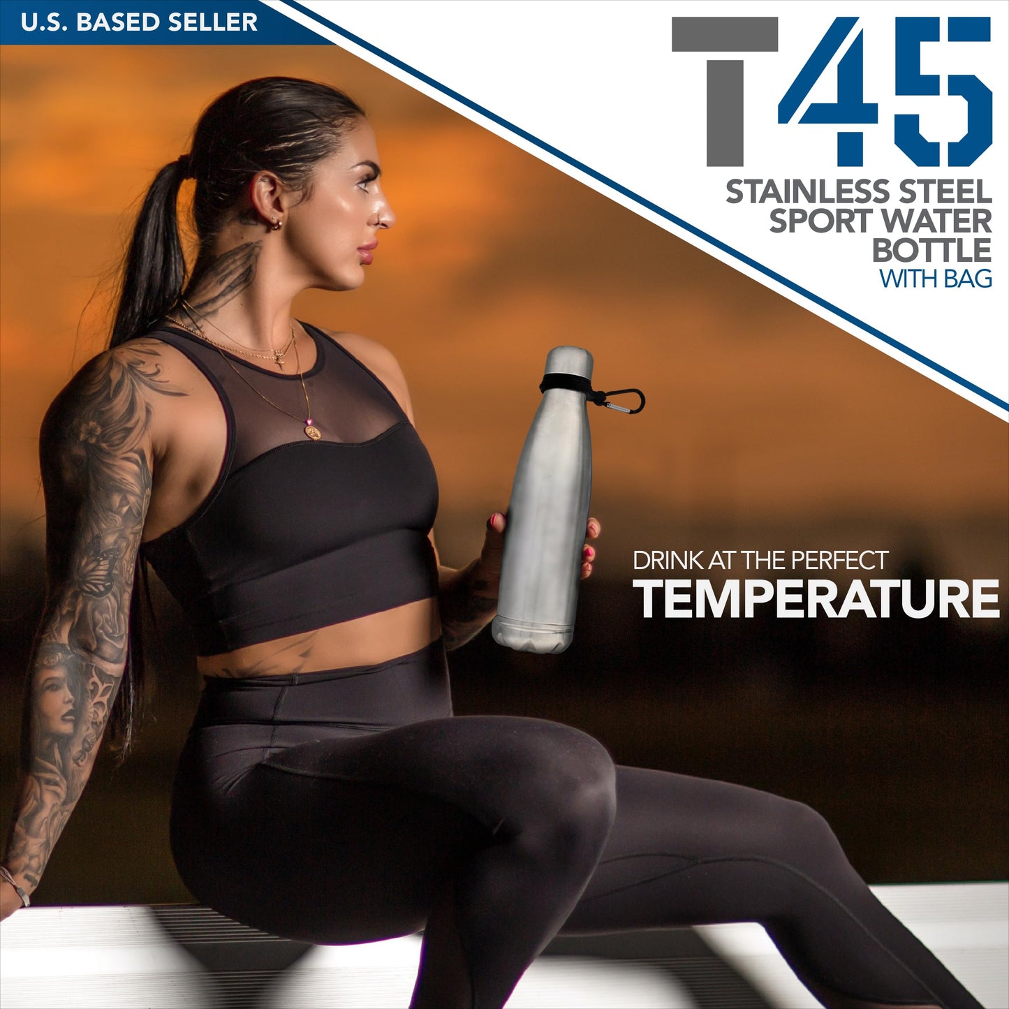 Tactical45 Stainless Steel Water Bottle Silver Sports Reusable Water Bottle with Hidden Compartment Stores Valuables