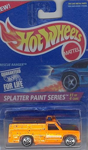 Hot Wheels 1995 408 ORANGE RESCUE RANGER SPLATTER PAINT SERIES 1 of 4 1:64 Scale Die-cast Collectible Car