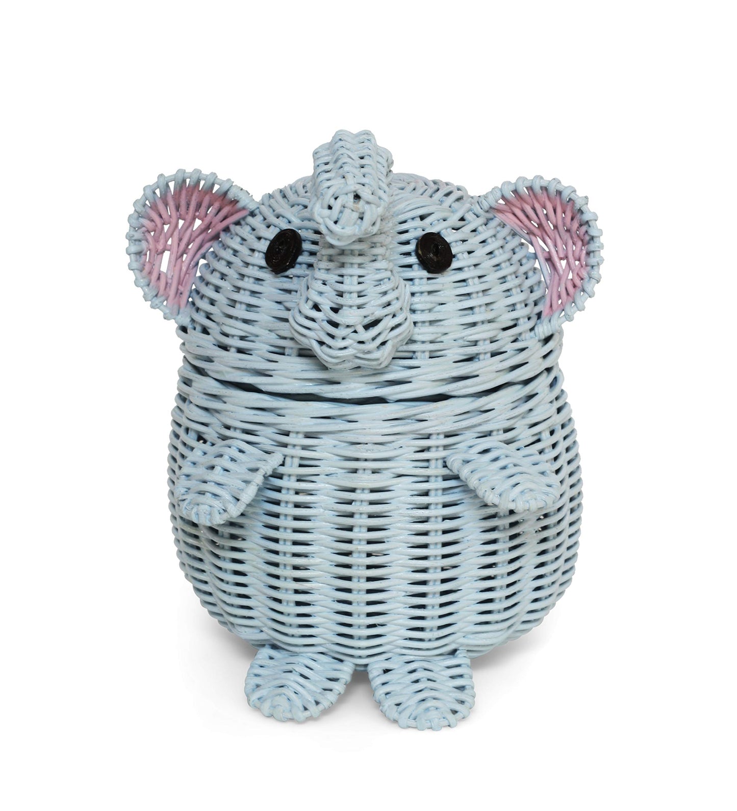 G6 COLLECTION Elephant Rattan Storage Basket With Lid Decorative Bin Home Decor Hand Woven Shelf Organizer Cute Handmade Handcrafted Nursery Gift…