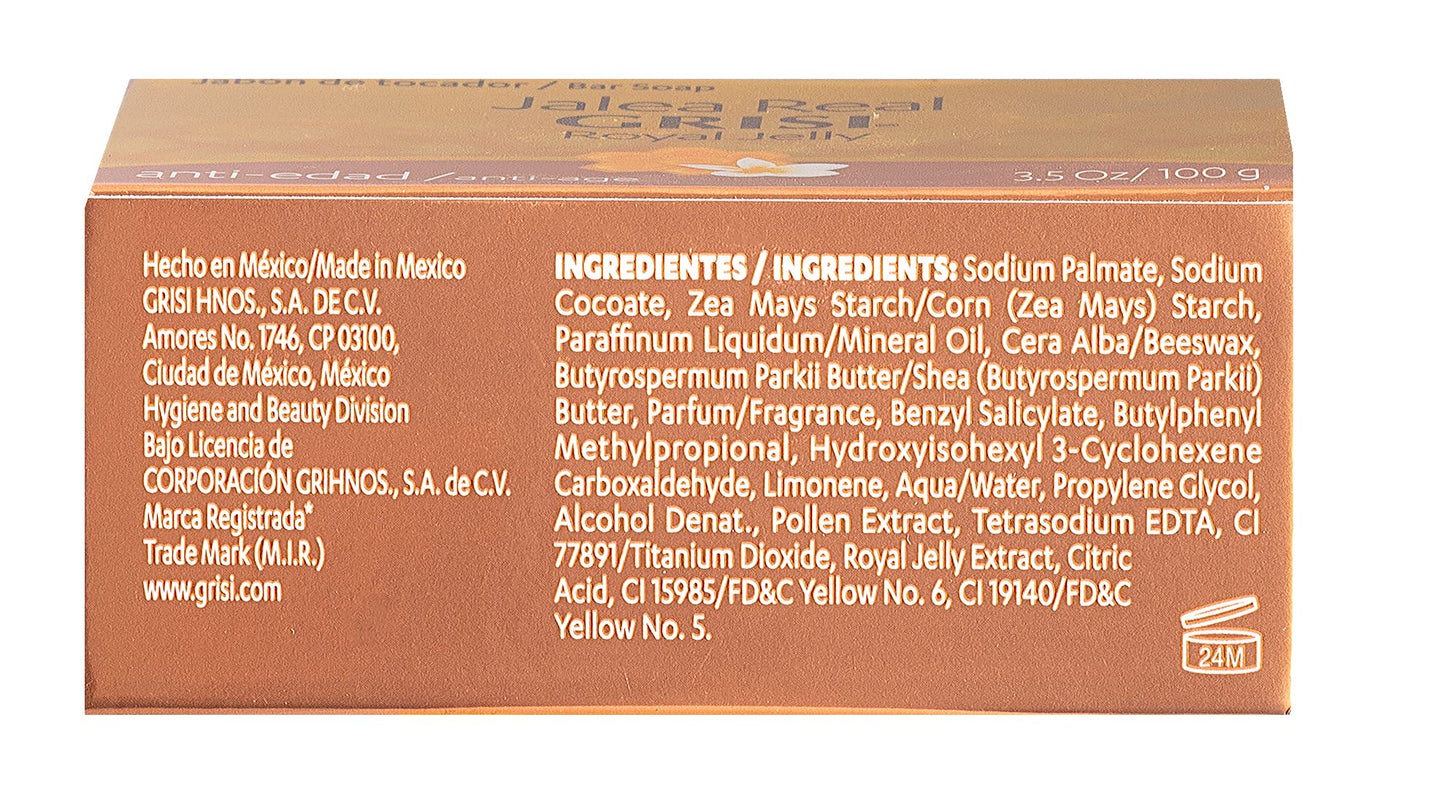 Grisi Royal Jelly Soap, Cleansing, and Smoothing Soap Nourish your skin, Improves your skin Elasticity, Extra Hydration, 6-Pack of 3.5 Oz each, 6 Bar