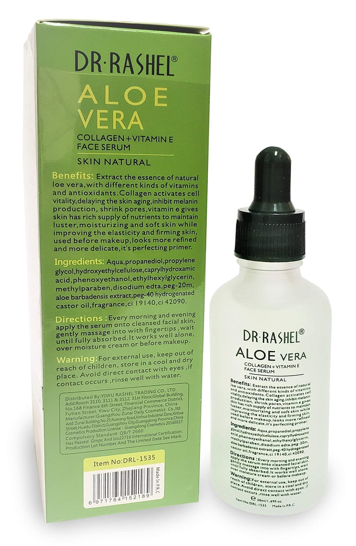 Dr Rashel Aloe Vera Collagen + Vitamin E Face Serum | Anti - Wrinkle, Instantly Smooth Hydrates & Moisture Skin, Size 1.69 oz