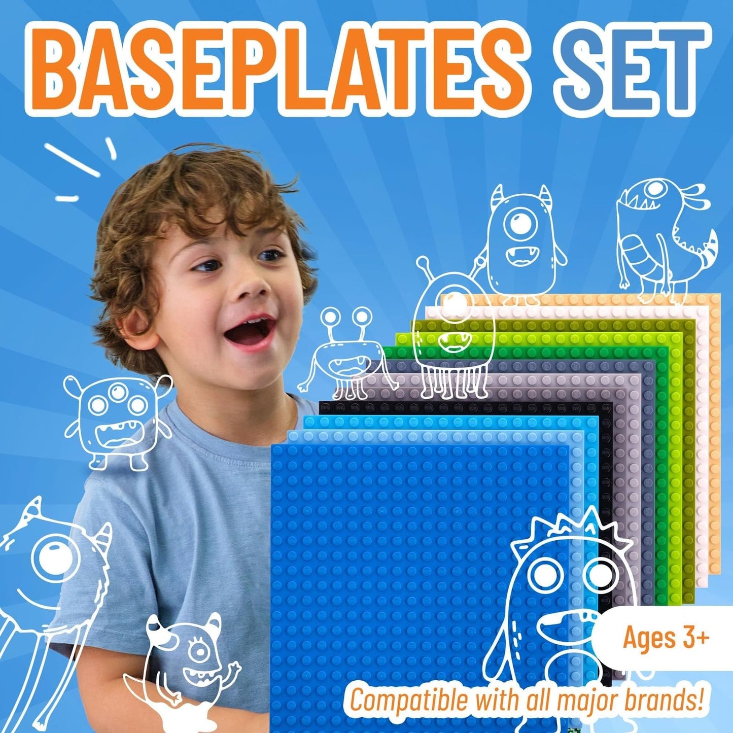 Strictly Briks 12pk Stackable Baseplates 6x6 – Compatible with Lego, 20x20 Stud Classic Building Plates, Double-Sided, 12 Nature Colors