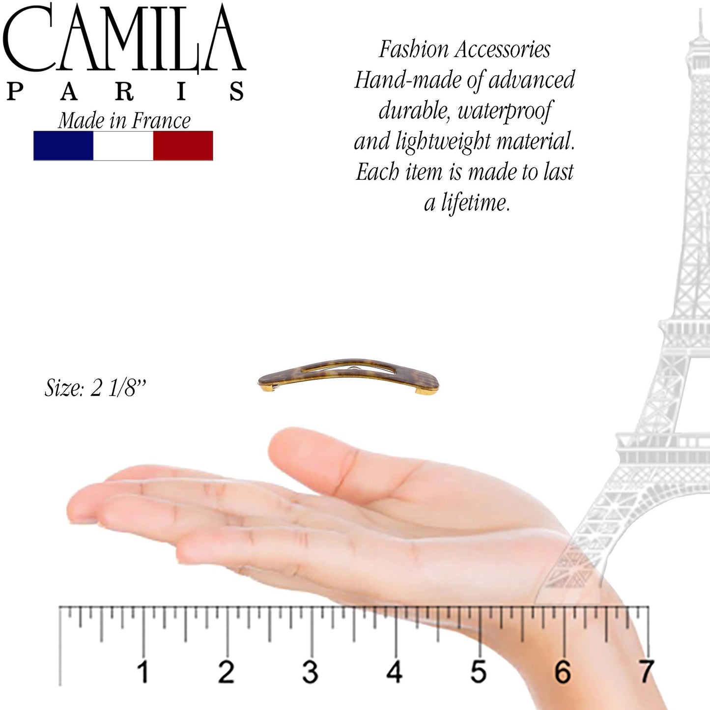 Camila Paris CP3093 French Hair Barrettes Clips, Snap Hair Slides Clic Clac for Women, Styling Girls Side Slide-in Metal Snap Pin Hair Accessories