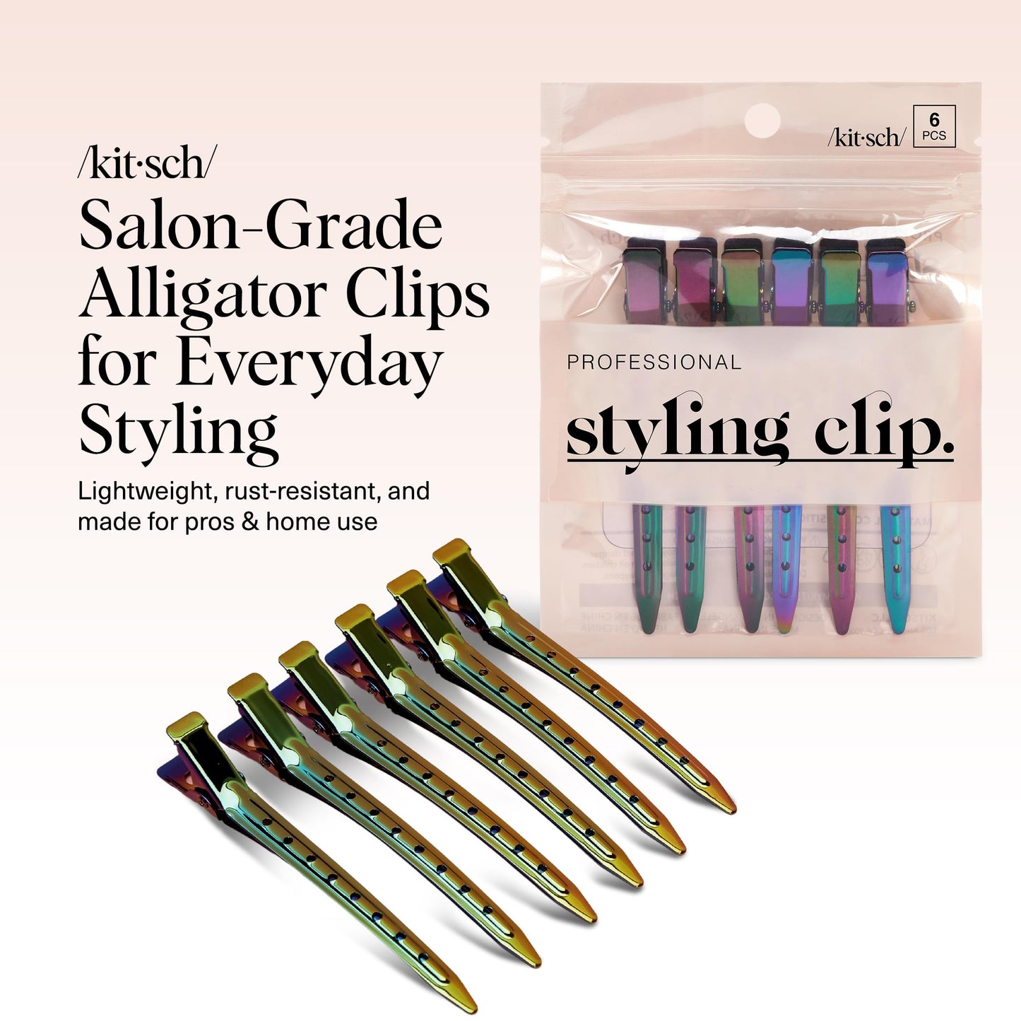 Kitsch Professional Alligator Clips for Hair Styling - 3.5" Aluminum Hair Sectioning Clips for Salon & Makeup Application | Lightweight for Stylists |