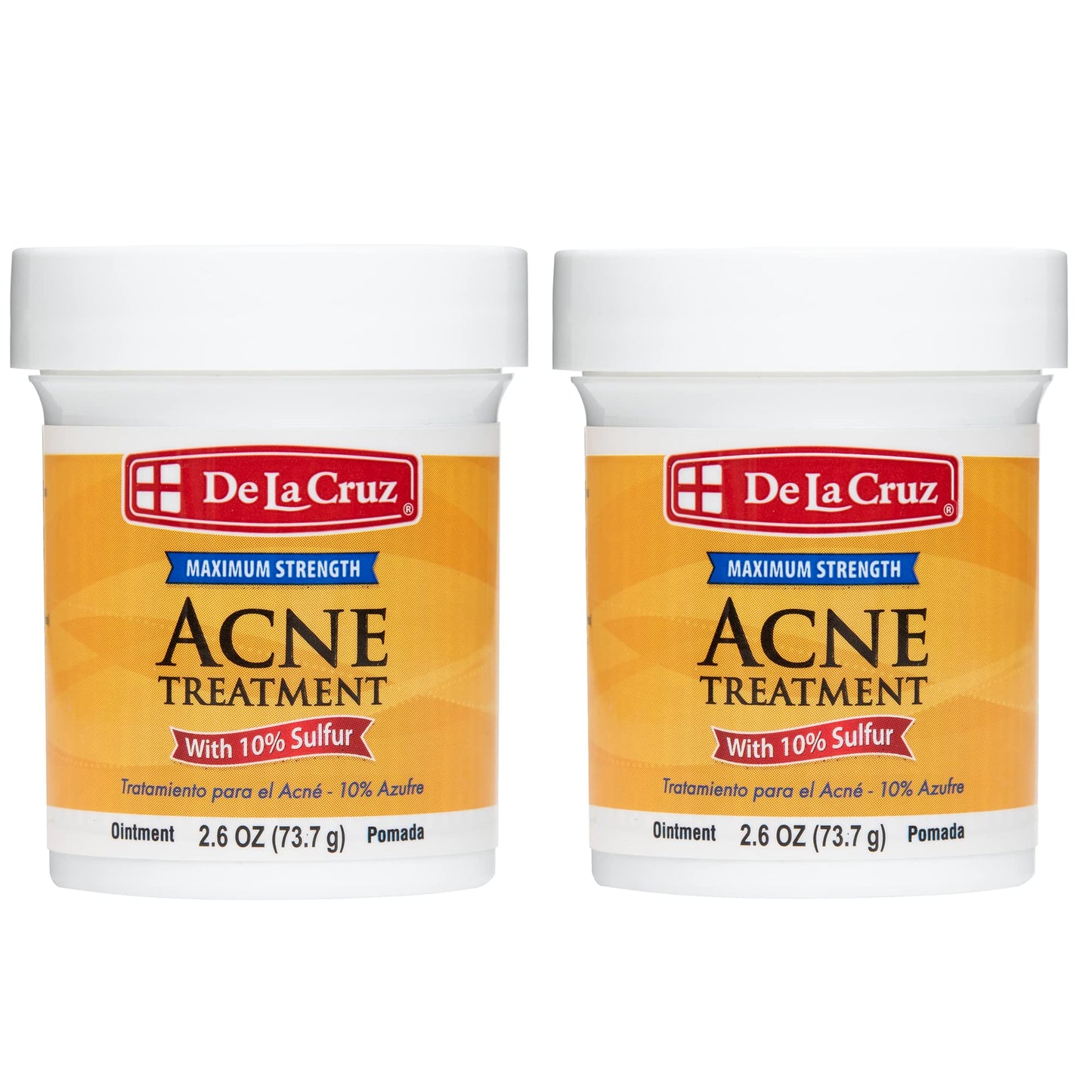De La Cruz 10% Sulfur Ointment Cystic Acne Spot Treatment for Face & Body Skin Care Face Mask & Blackhead Remover, Treatment for Hormonal Acne 2.6 oz