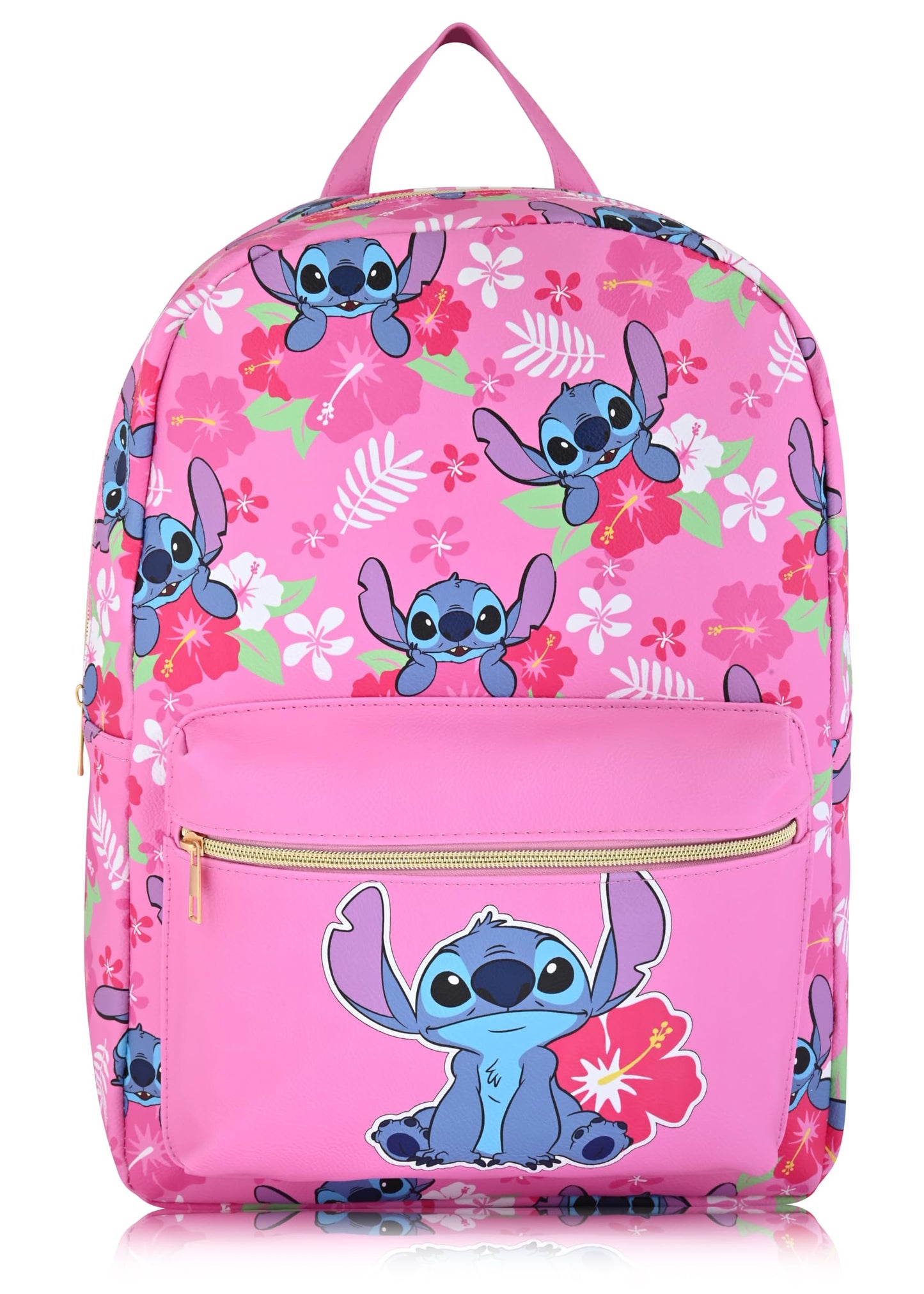 Fast Forward Stitch Backpack, Unisex 16-Inch Daypack, PU Leather, Stitch Design, Cute & Spacious, Adjustable Straps