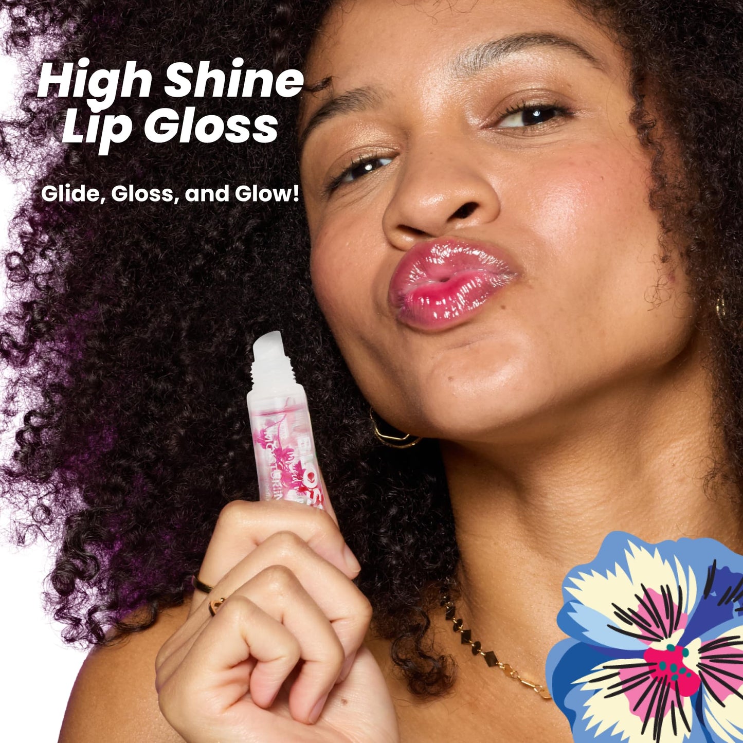 Blossom Lip Gloss Tubes, Cherry Scented Thick Clear High Shine Moisturizing Flower Lip Gel with Nourishing Jojoba Seed Oil, Infused with Real Flowers