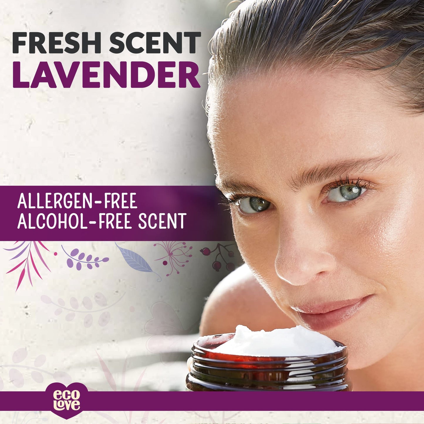 ecoLove Hair Mask for Dry Damaged Hair, Natural Hair Mask Deep Conditioning, 11.8 oz - Vegan and Cruelty-Free, With Lavender Extract, Organic